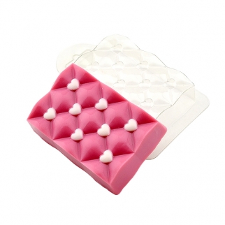 Молд пластиковый для шоколада - "Сердца на подушке" (Упаковка 1 шт.) фото 13705