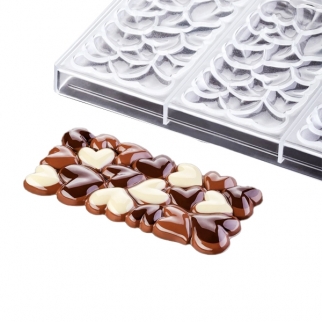 Тритановая форма для конфет PAVONI - "Плитка шоколада, Сердечки" (PC5028FR.) (Упаковка 1 шт.) фото 13136