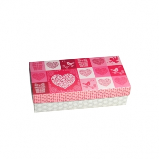 Упаковка для пирожных МК - "Розовые сердца, 20х10х5,5см." (1432) (Упаковка 1 шт.) фото 3062