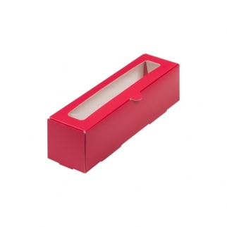 Упаковка для макарон с окном - "Красная матовая, 21х5,5х5,5 см." (Упаковка 1 шт.) фото 12091