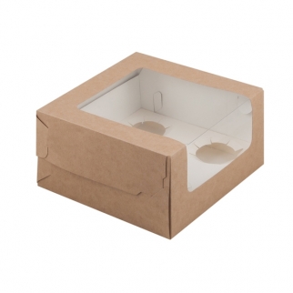 Упаковка для капкейков с увеличенным окном - "Крафт, 5 ячеек", 18х18х10 см. (Упаковка 1 шт.) фото 13367