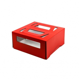 Упаковка для торта с окном - "Красная, 26x26x13 см." (1,5-т-130-к-DJ) (Упаковка 1 шт.) фото 3110
