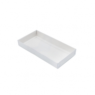 Упаковка для конфет с прозрачной крышкой АЙСТ - "Белая, 21х10х2,5 см." (Упаковка 1 шт.) фото 3965