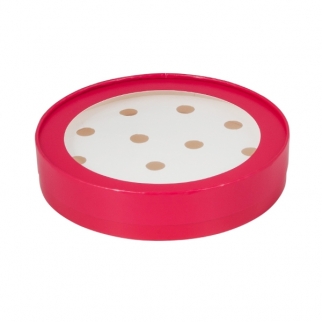 Упаковка для конфет круглая с окном - "Красная, 12 ячеек, ø20 см., выс. 3,5 см." (Упаковка 1 шт.) фото 13370