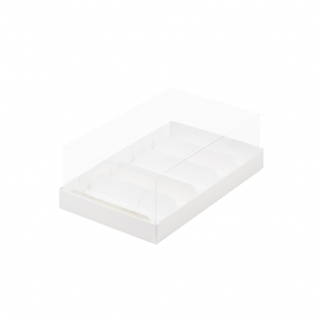 Упаковка для эклеров с прозрачным куполом - "Белая, 5 лож., 22х13,5х7 см." (Упаковка 1 шт.) фото 9120