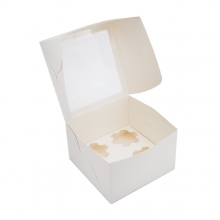 Упаковка для капкейков с окном VM - "Белая, 4 ячейки" (У00459) (Упаковка 1 шт.) фото 3012