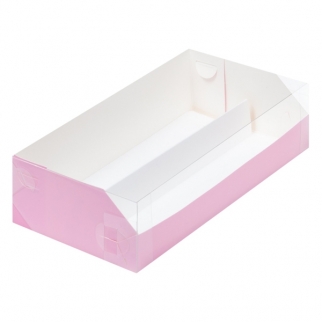 Упаковка для макарон с прямоугольным окном - "Розовая, 21х11х5,5 см." (Упаковка 1 шт.) фото 12787