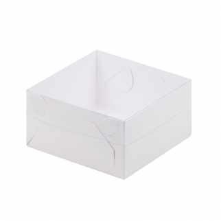 Упаковка для зефира с прозрачной крышкой - "Белая, 12х12х6 см." (Упаковка 1 шт.) фото 9087