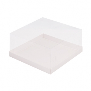 Упаковка для торта с прозрачным куполом - "Белая, 22,5х22,5х11 см." (Упаковка 1 шт.) фото 13381