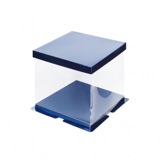 Упаковка для торта прозрачная - "Синяя, 30х30х28 см." (Упаковка 1 шт.) фото 5940