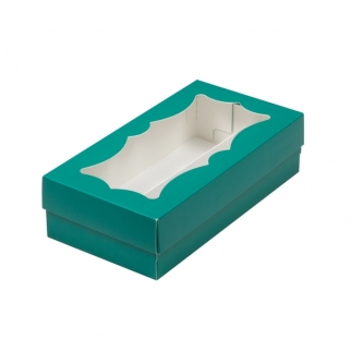 Упаковка для зефира с фигурным окном - "Зеленая, мат. 21х11х5,5 см." (Упаковка 1 шт.) фото 11575