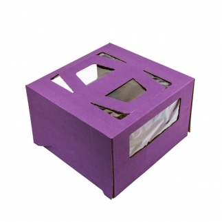 Упаковка для торта с окном и ручкой - "Фиолетовая, 30х30х19 см." (SP GOF*) (Упаковка 1 шт.) фото 9776
