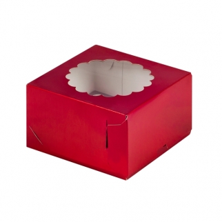 Упаковка для капкейков с прозрачной крышкой  - "Черри, 4 ячейки" (Упаковка 1 шт.) фото 6800