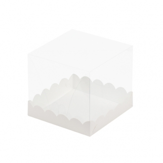Упаковка для торта с прозрачным куполом - "Белая, 15х15х15 см." (S) (Упаковка 1 шт.) фото 7965