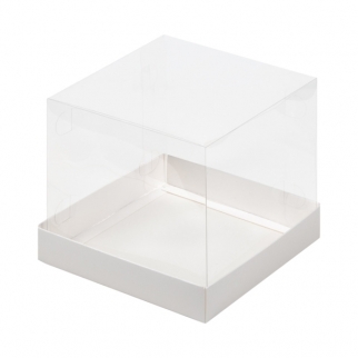 Упаковка для торта с прозрачным куполом - "Белая, 16х16х14 см." (Упаковка 1 шт.) фото 12798