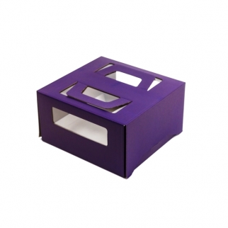 Упаковка для торта с окном - "Фиолетовая, 21x21x12 cм." (1-т-120-DJ) (Упаковка 1 шт.) фото 3115
