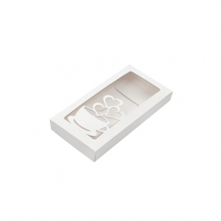 Упаковка для плитки шоколада с окном VM - "Три сердца, Белый с окном, 16х8х1,7см."(Упаковка 1 шт.) фото 5284