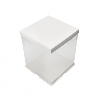 Упаковка для торта прозрачная КТ - "Белая, 26х26х31 см." (Упаковка 1 шт.) фото 7674