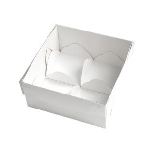 Упаковка для 4 моти с пластиковой крышкой - "Белая, 12х12х5,5 cм." (Упаковка 1 шт.) фото 13682