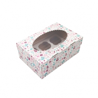 Упаковка для капкейков с окном ECO MUF - "Sweet, 6 ячеек" (ECOMUF6Sweet-GDC) (S) (Упаковка 1 шт.) фото 5310