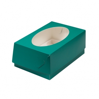 Упаковка для капкейков с круглым окном - "Зеленая, мат. 6 ячеек, 23,5хх16х10 см." (Упаковка 1 шт.) фото 11577