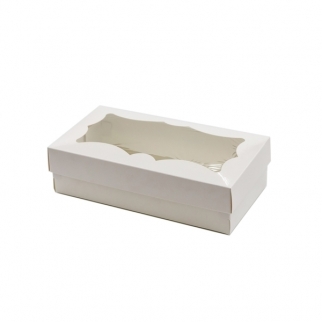 Упаковка для зефира с фигурным окном - "Белая, 20,5x10,5x5 см." (Упаковка 1 шт.) фото 7628