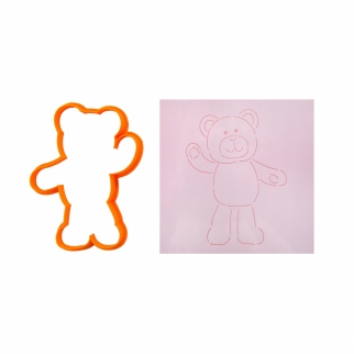 Вырубка + трафарет для печенья - "Медвежонок машет лапой" (Упаковка 1 шт.) фото 6844