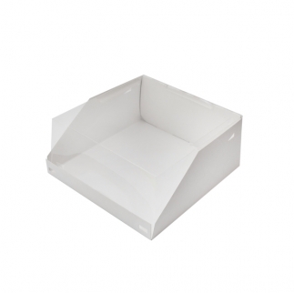 Упаковка для торта с прозрачной крышкой ForGenika - "Белая, 22,5х22,5х10 см." (Упаковка 1 шт.) фото 5010