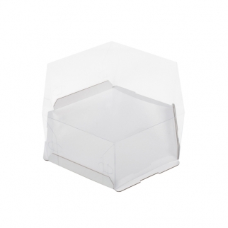 Упаковка для торта с прозрачным куполом - "Белая, шестигранник 24х24х12 см." (Упаковка 1 шт.) фото 11038