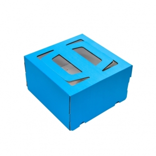 Упаковка для торта с окном - "Голубая, 21x21x12 см." (120-т-1-DJ) (Упаковка 1 шт.) фото 6599
