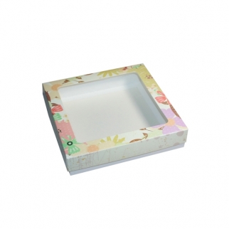 Упаковка для конфет с окном МК - "Цветы, 9 ячеек, 17х17х3,5 см." (1534) (Упаковка 1 шт.) фото 3092